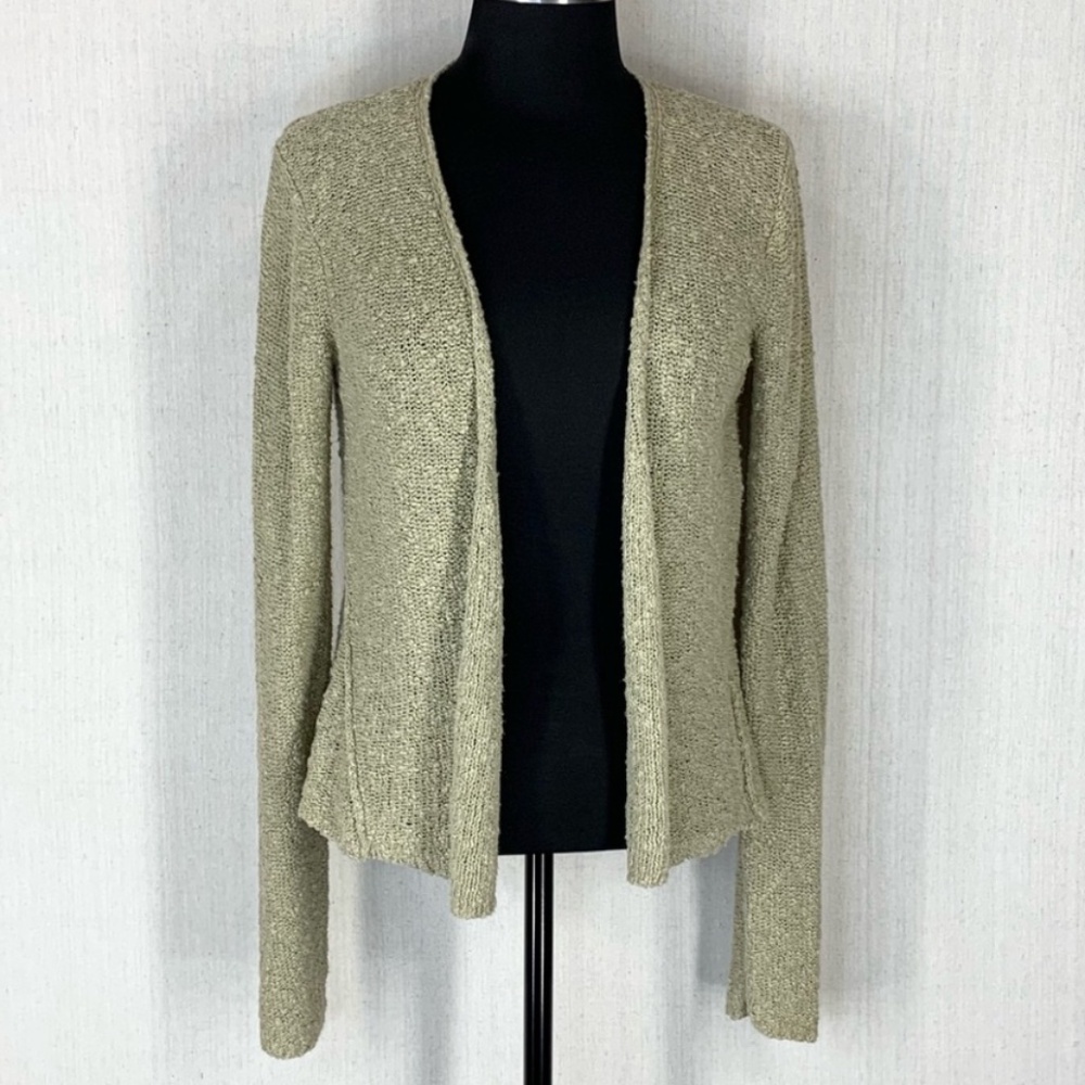 Eileen Fisher Cardigan  Boucle Textured Knit In Khaki/Taupe Tone   Size PS